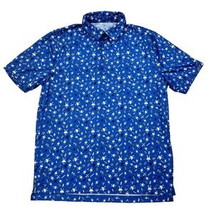 Mens 1764 Golf Polo Shirt Short Sleeve Performance Blue Grilling BBQ Sz Medium